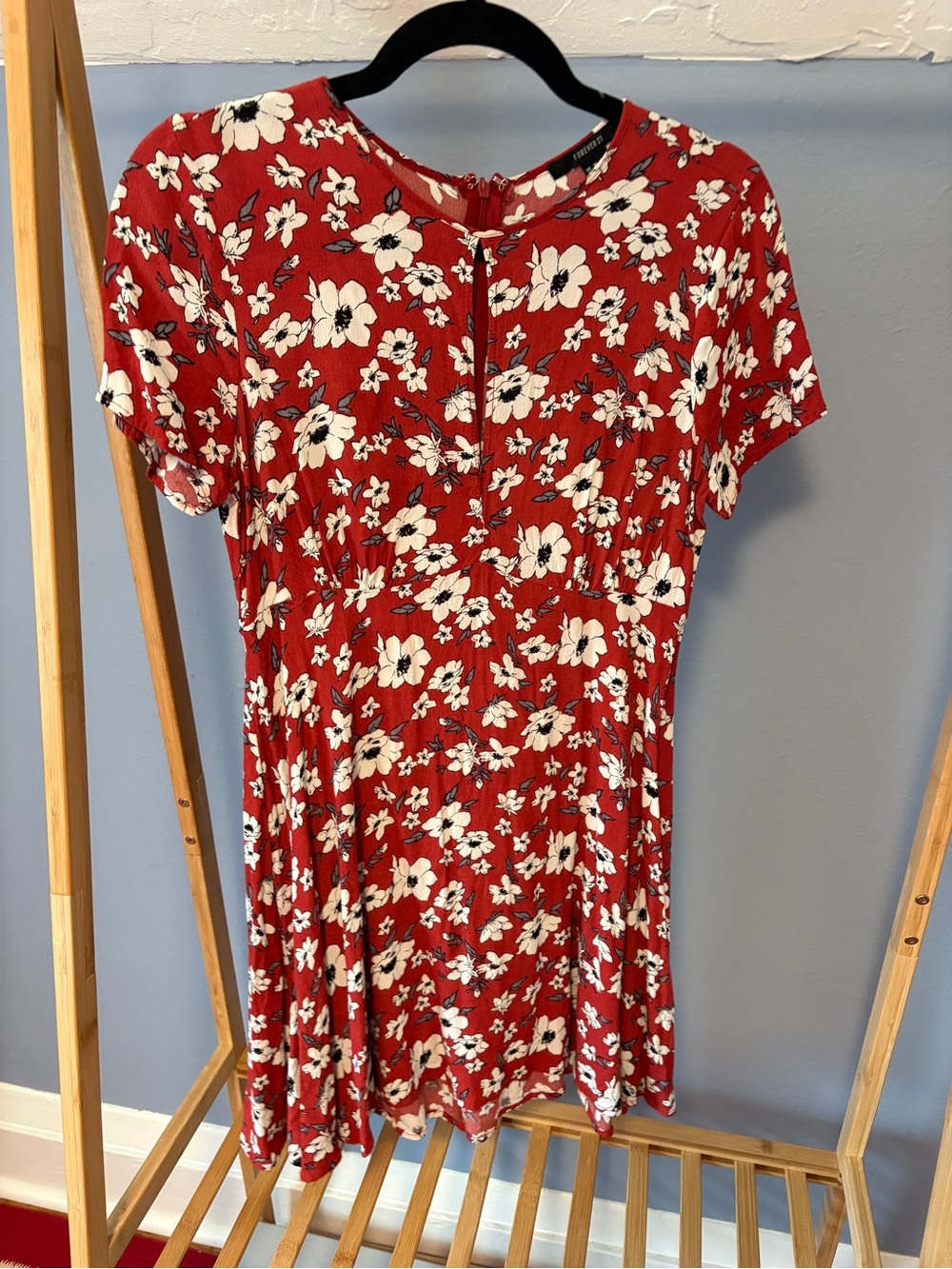 Forever 21 Rust Floral Short Sleeve Mini Dress